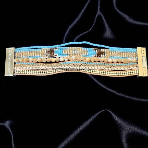 New Victoria Emerson 7 Strand Beaded Magnetic Closure Bracelet - Picture 1 of 5